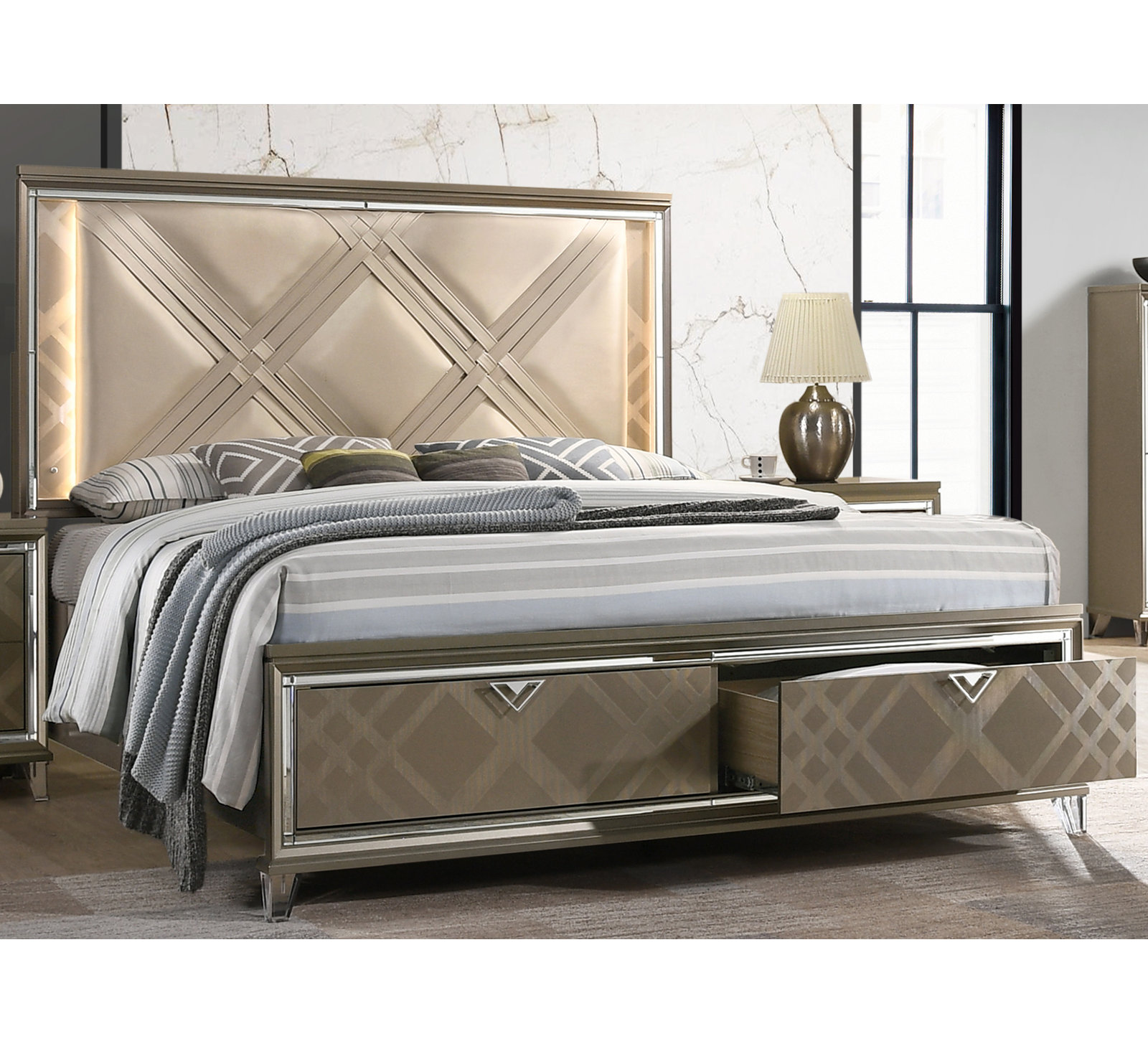 Everly Quinn Valentia Upholstered Storage Bed
